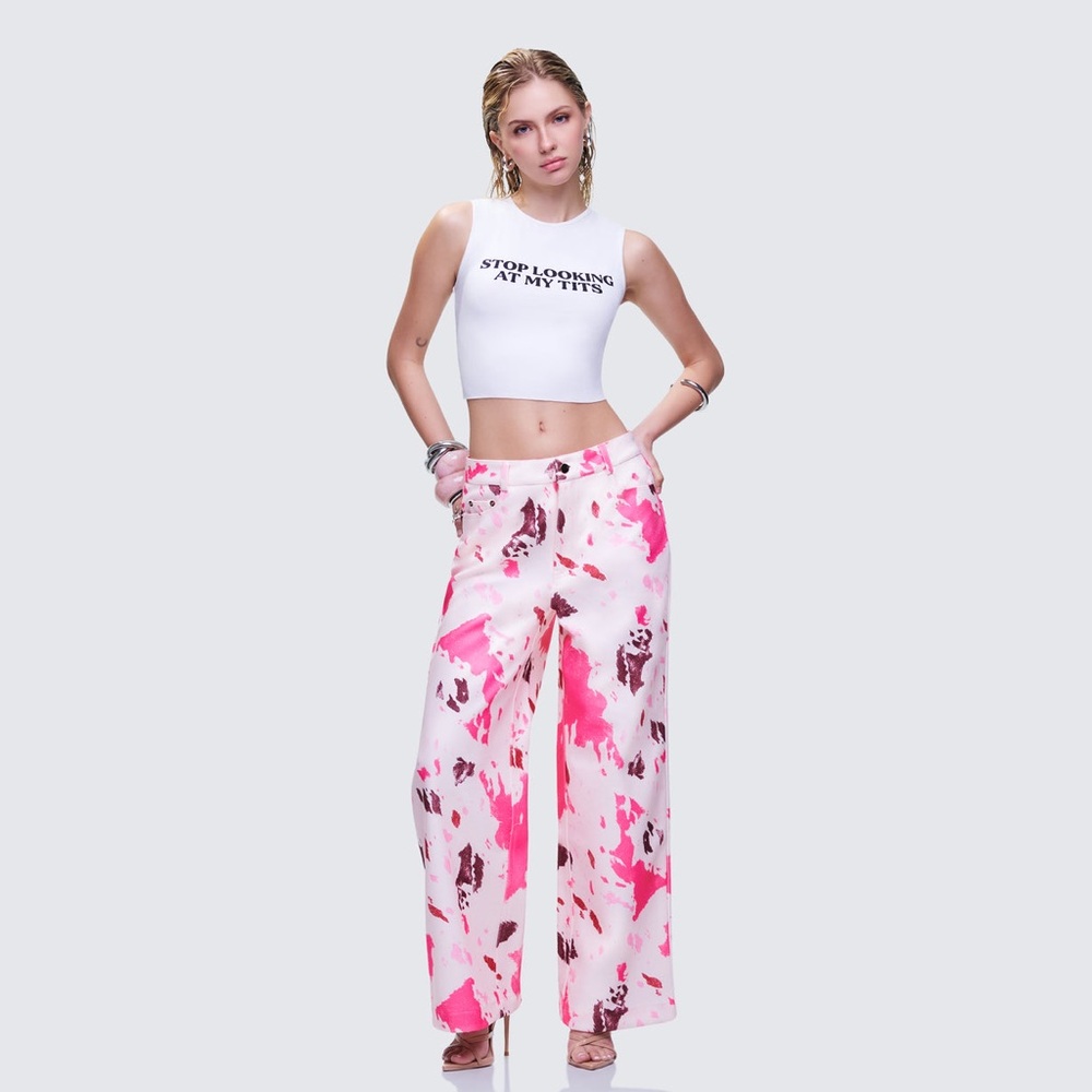 Finesse Nadezhda Multi Pink Denim Rivet Detail Pant 2XL CR17-3
